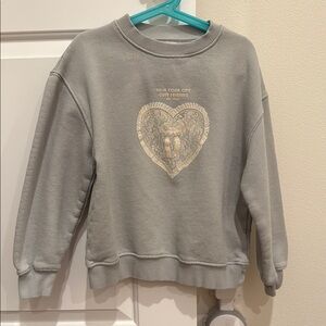 ZARA Gray KIDS RAISED HEART SWEATSHIRTS Size 9-10